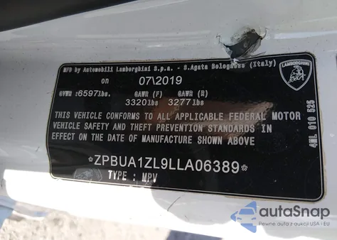 2020 Lamborghini Urus z USA, uszkodzony, nr VIN ZPBUA1ZL9LLA06389